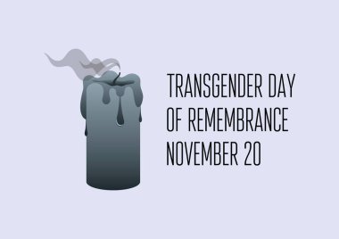 Transseksüel Anma Günü vektörü. Sönmüş siyah mum duman ikonu vektörü. Siyah mum metaforu ölüm vektörü. Transseksüel Anma Günü Posteri, 20 Kasım. Önemli bir gün.