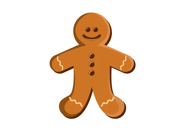 Noël Gâteau Mignon Pain Épice Homme Avec Glaçage Icône Vecteur — Image vectorielle