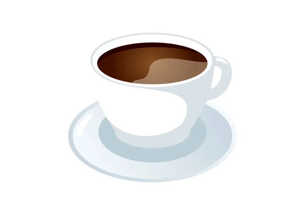 Черная Чашка Кофе Вектор Значка Блюдца Белая Керамическая Чашка Кофе — стоковый вектор