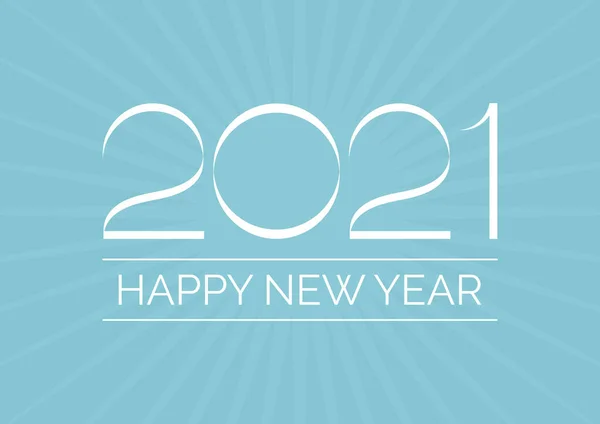Feliz Ano Novo 2021 Inscrição Branca Vetor Fundo Azul Feliz —  Vetores de Stock
