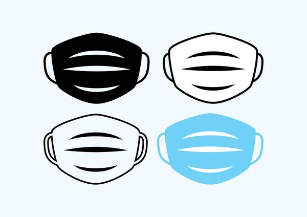 Skyddande Ansiktsmask Enkla Grafiska Ikoner Som Vektor Svart Vit Och — Stock vektor