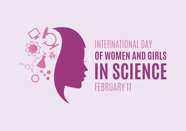 Международный День Женщин Девушек Науке Научный Вектор Наборов Значков Молодая — стоковый вектор