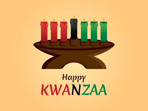 Happy Kwanzaa Zeichen Mit Kinara Leuchter Vektor Kinara Kerzenhalter Mit — Stockvektor