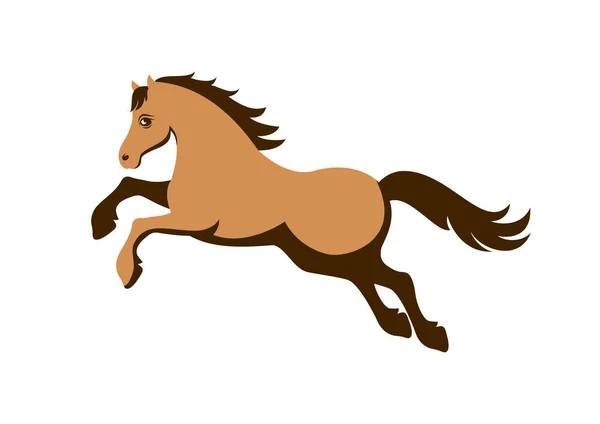 Красивий Коричневий Кінь Біжить Піктограмою Вектор Коричневий Кінь Стрибає Значок — стоковий вектор