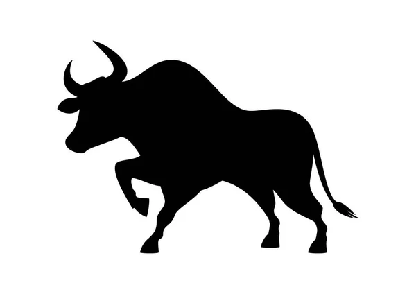 Black Bull Silhouette Icon Vektor Ikone Der Schwarzen Büffelsilhouette Isoliert — Stockvektor