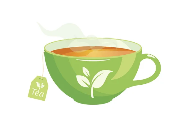 Taza Verde Caliente Vector Icono Caliente Vector Taza Verde Bolsa — Vector de stock