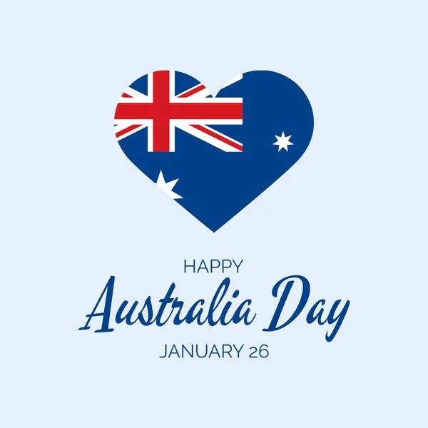 Χαρούμενη Αφίσα Ημέρας Αυστραλίας Την Αυστραλιανή Καρδιά Διάνυσμα Εικονίδιο Σημαία — Διανυσματικό Αρχείο
