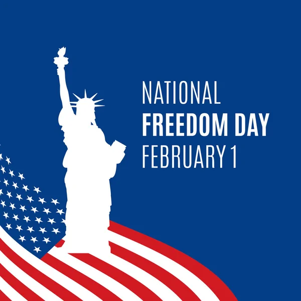Cartel Del Día Nacional Libertad Con Bandera Americana Estatua Del — Vector de stock