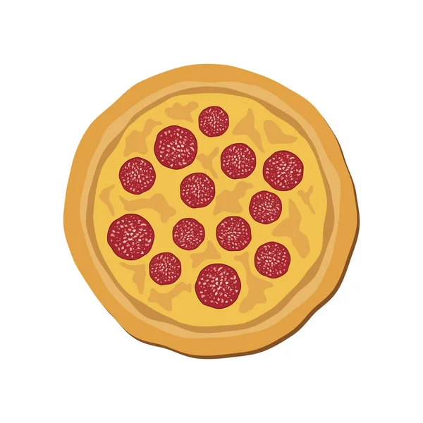 Целый Вектор Иконок Пиццей Салями Икона Пиццы Пепперони Выделена Белом — стоковый вектор