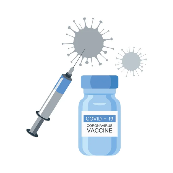 Covid Vaccine Bottle Syringe Icon Vector Coronavirus Vaccine Icon Isolated — Διανυσματικό Αρχείο