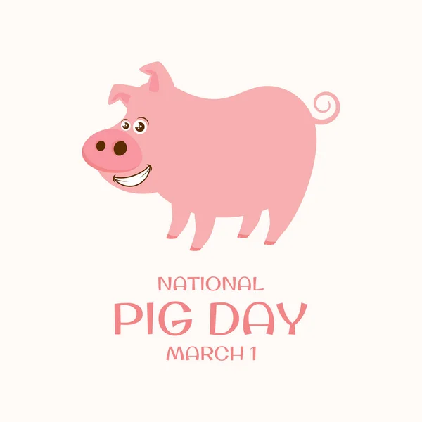 National Pig Day Vector Funny Pig Icon Vector Cute Pink — Stockový vektor