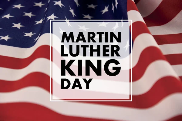 Martin Luther King Jr. Day Poster with american flag background frame stock images. Federal holiday in the United States. Martin Luther King Day greeting card images. Important day