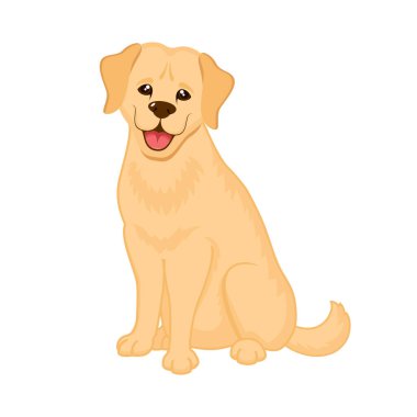 Oturan sevimli golden retriever köpek yavrusu ikonu vektörü. Beyaz arka planda izole edilmiş sevimli golden retriever köpek ikonu. Mutlu köpek vektör illüstrasyonu