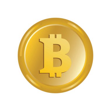 Bir Bitcoin altın sikke ikon vektörü. Beyaz arka planda izole edilmiş kripto para birimi. Dijital altın vektör. Güzel altın bitcoin para simgesi vektörü