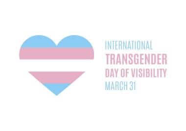 International Transgender Day of Visibility vector. Transgender flag in heart shape icon vector. Transgender Day of Visibility Poster, March 31. Important day clipart