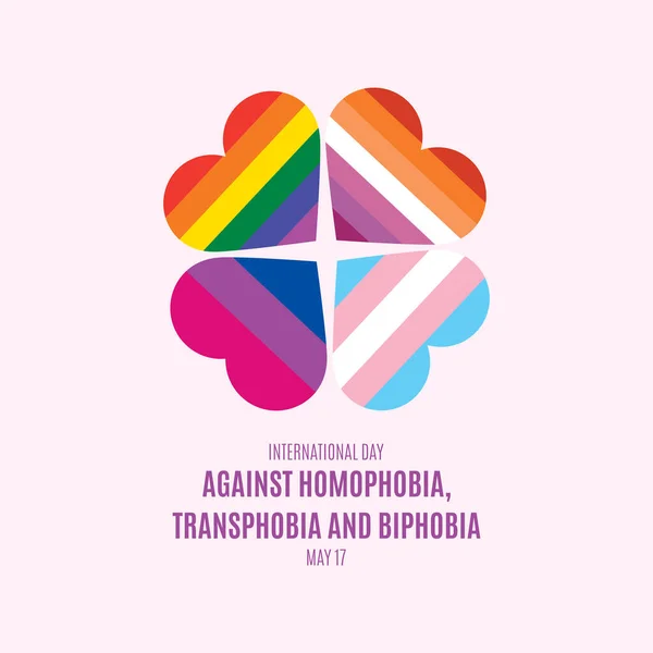 Uluslararası Homofobiye Karşı Gün, Transfobi ve Bifobi vektörü. Kalp şekli ikonunda farklı gurur bayrağı var. Homofobiye Karşı Gün, Transfobi ve Bifobi Posteri, 17 Mayıs. Önemli bir gün.