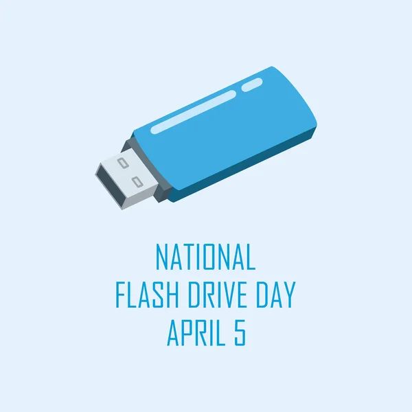 National Flash Drive Day Vektor Modrý Vektor Ikony Flash Disku — Stockový vektor