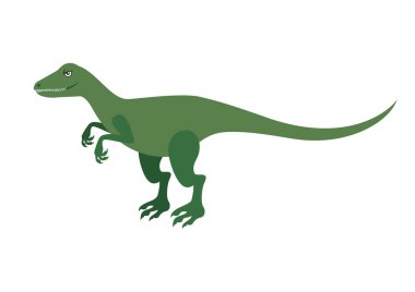 Komik yeşil raptor ikon vektörü. Velociraptor çizgi film karakteri. Beyaz arkaplanda izole edilmiş yeşil dinozor simgesi vektörü