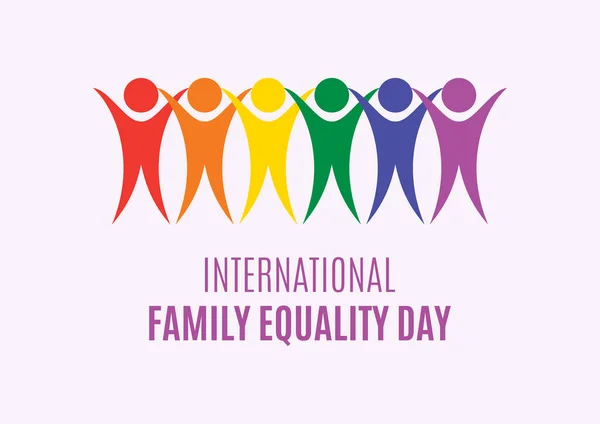 国際家族平等の日ベクトル 幸せな虹の家族のベクトル 虹の人々のグループ抽象的なアイコンベクトル カラフルな人々は 行ベクトルに立ってフィギュア 重要な日 — ストックベクタ