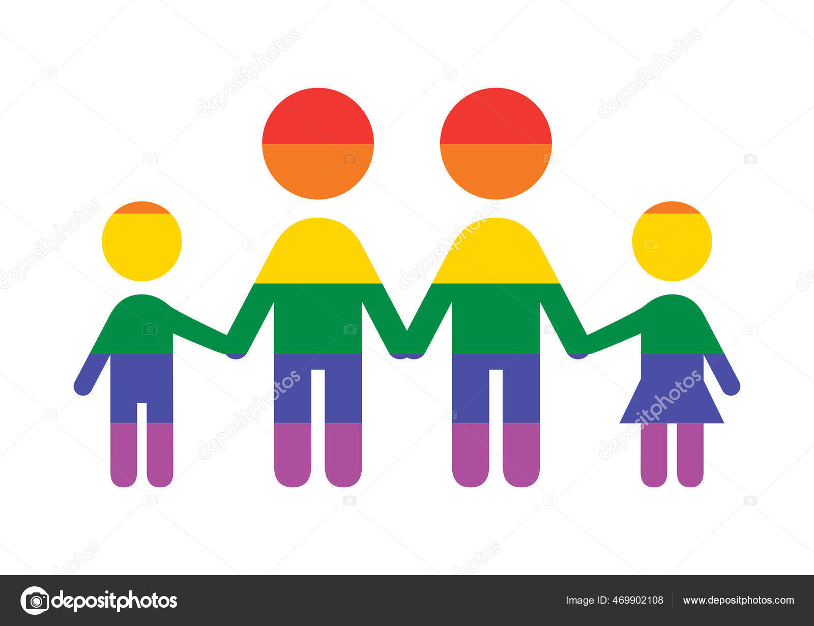Abstract Rainbow Family Holding Hands Vector Rainbow Family Holding