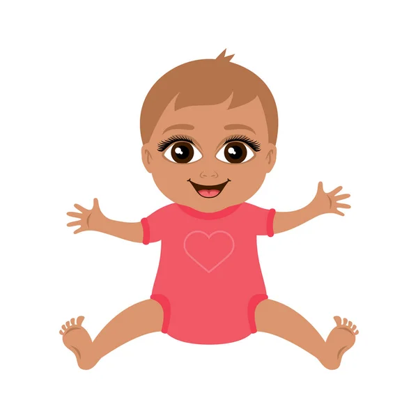 Bayi Kecil Yang Lucu Dengan Pakaian Merah Muda Ikon Vektor - Stok Vektor