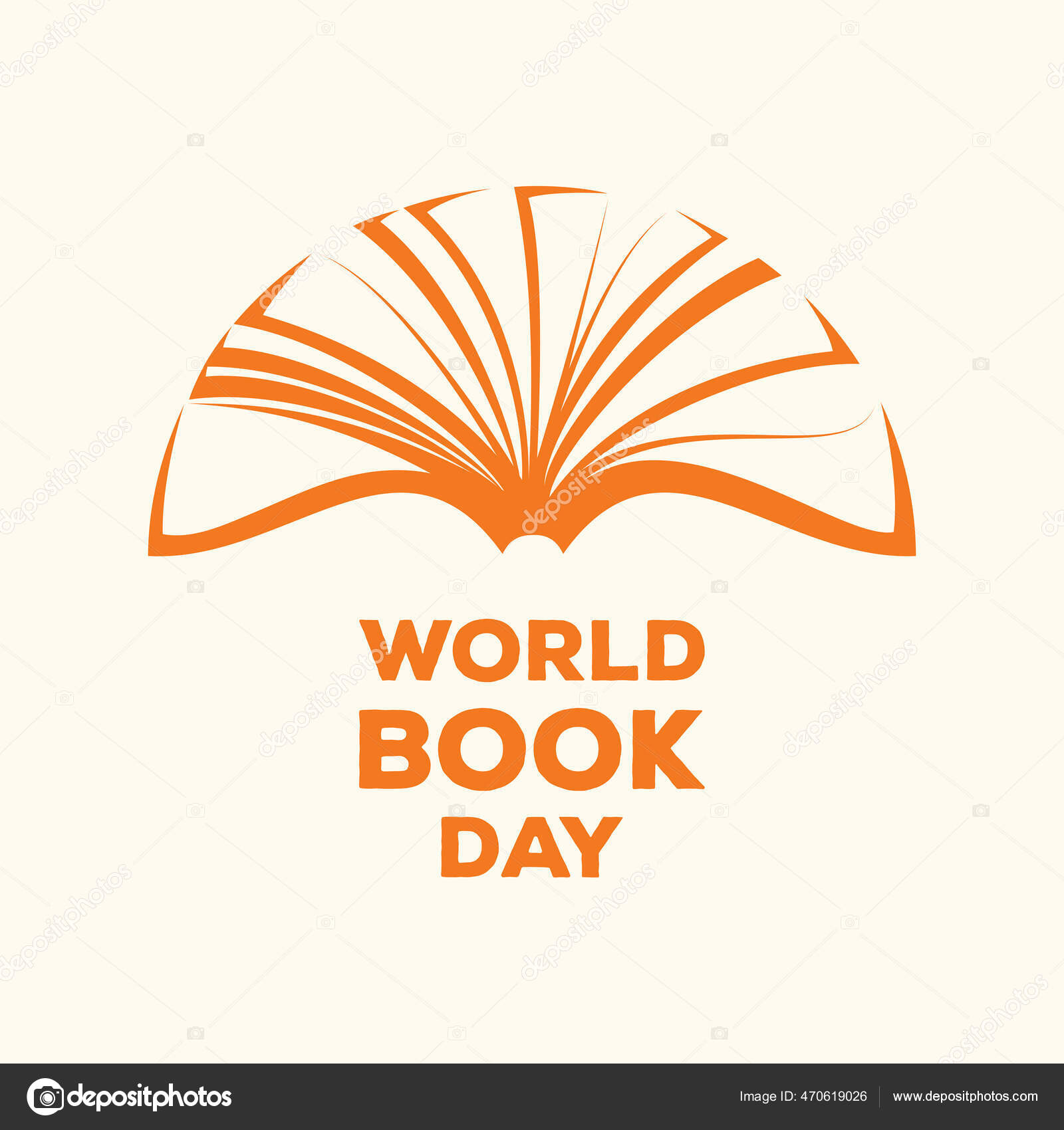 シンプルなブックアイコンベクトルとワールドブックデーポスター ブックオレンジのシルエットアイコンベクトルを開きます 本や読書のお祝い 重要な日 ストックベクター C Betka