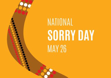 National Sorry Day vector. Boomerang detail on a orange background vector. Sorry Day Poster, May 26. Important day clipart