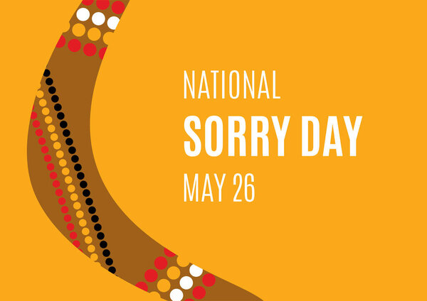 National Sorry Day vector. Boomerang detail on a orange background vector. Sorry Day Poster, May 26. Important day