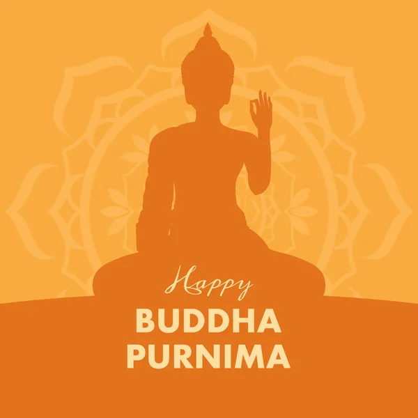 Heureux Bouddha Purnima Vecteur Silhouette Illustration Vectorielle Bouddha Assis Vacances — Image vectorielle