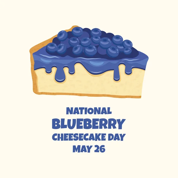 National Blueberry Cheesecake Day Vector Inglês Fatia Vetor Ícone Bolo — Vetor de Stock