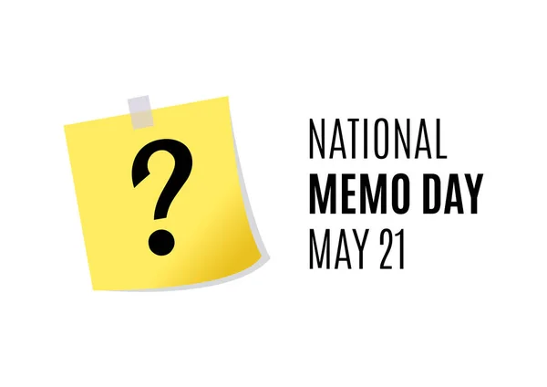 National Memo Day Vektor Žlutý Realistický Papír Izolovaný Bílém Pozadí — Stockový vektor