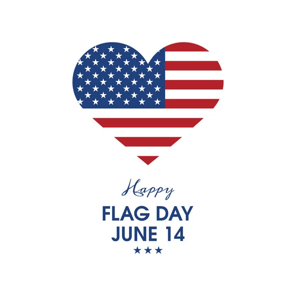 Happy Flag Day Juin Affiche Avec Vecteur Drapeau Américain Forme — Image vectorielle