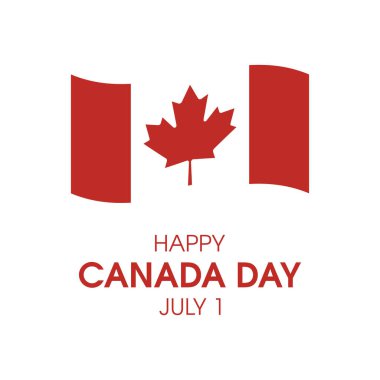 Mutlu Kanada Günü basit ikon vektörü. Beyaz arka planda izole edilmiş Kanada bayrağı ikonu sallıyor. Kanada Günü Posteri, 1 Temmuz. Önemli bir gün.