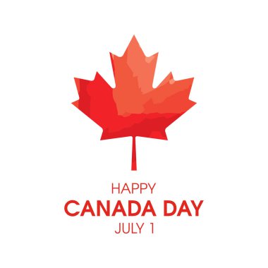 Mutlu Kanada Günü basit ikon vektörü. Beyaz arkaplanda kırmızı akçaağaç yaprağı simgesi izole edilmiş. Kanada bayrak vektörünün sembolü. Kanada Günü Posteri, 1 Temmuz. Önemli bir gün.
