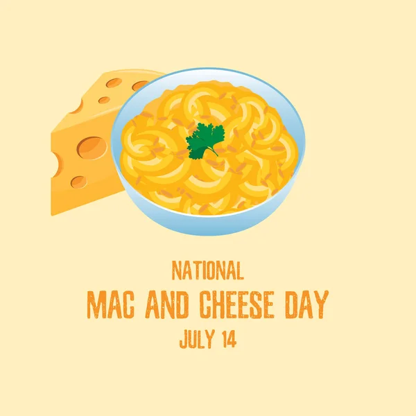 National Mac Cheese Day Vektor Makaróny Sýrový Vektor Mísa Těstovin — Stockový vektor