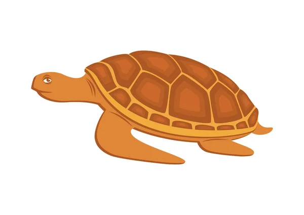 Glückliche Braune Meeresschildkröten Symbolvektor Ikone Der Meeresschildkröte Isoliert Auf Weißem — Stockvektor