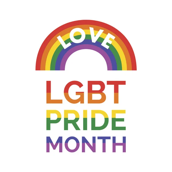 Hbtq Pride Month Poster Med Regnbågsformad Vektor Rainbow Ikon Med — Stock vektor