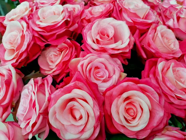 Hermoso Ramo Rosas Rosadas Imágenes Stock Tela Primer Plano Decoración —  Fotos de Stock
