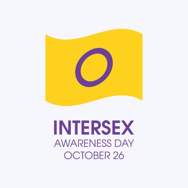 Cinsiyetler arası farkındalık günü vektörü. Cinsiyetler arası bayrak şeklinde ikon vektörü sallıyor. Cinsiyetler Arası Bilinç Günü Posteri, 26 Ekim. Önemli bir gün.