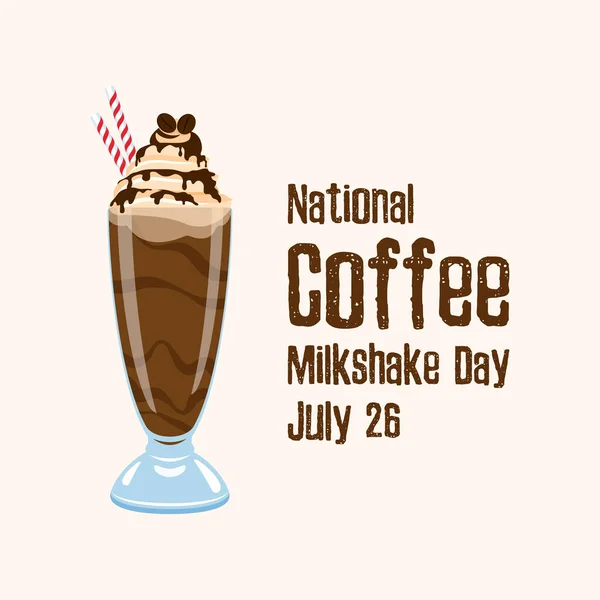 National Coffee Milkshake Day Wektor Wektor Napojów Lodem Szklanka Koktajlu — Wektor stockowy