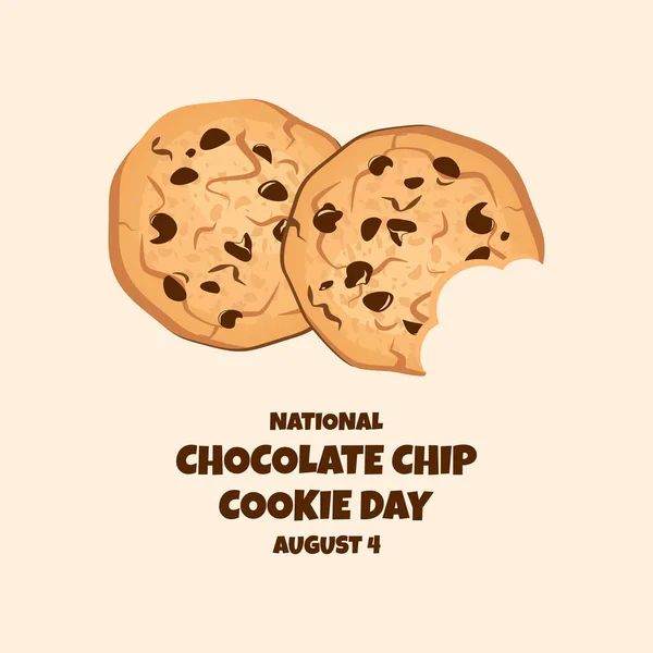 Narodowy Wektor Chocolate Chip Cookie Day Ugryziony Wektor Ciasteczek Plakat — Wektor stockowy