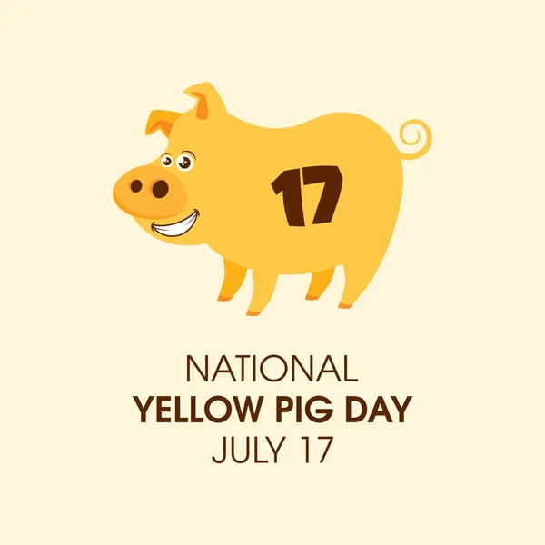 Vetor Nacional Dia Porco Amarelo Porco Amarelo Alegre Com Personagem — Vetor de Stock