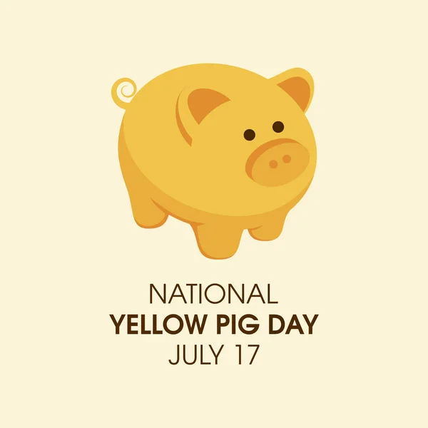 Vetor Nacional Dia Porco Amarelo Vetor Ícone Banco Piggy Amarelo — Vetor de Stock
