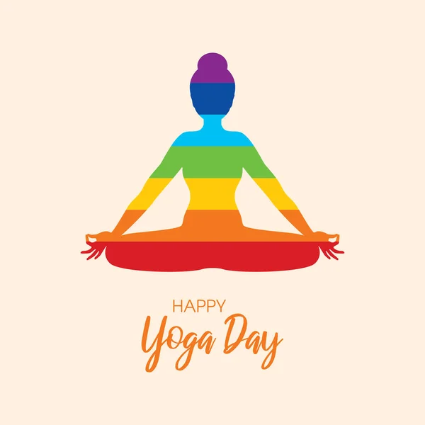 Affiche Journée Internationale Yoga Avec Femme Position Yoga Vecteur Silhouette — Image vectorielle