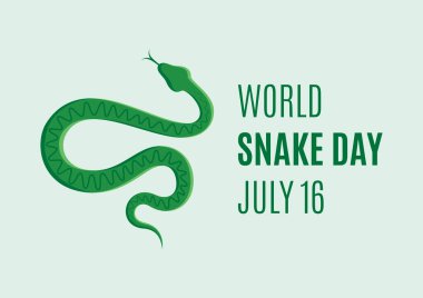 Dünya Yılan Günü vektörü. Yeşil yılan silueti ikon vektörü. Yılan Günü Posteri, 16 Temmuz. Önemli bir gün.