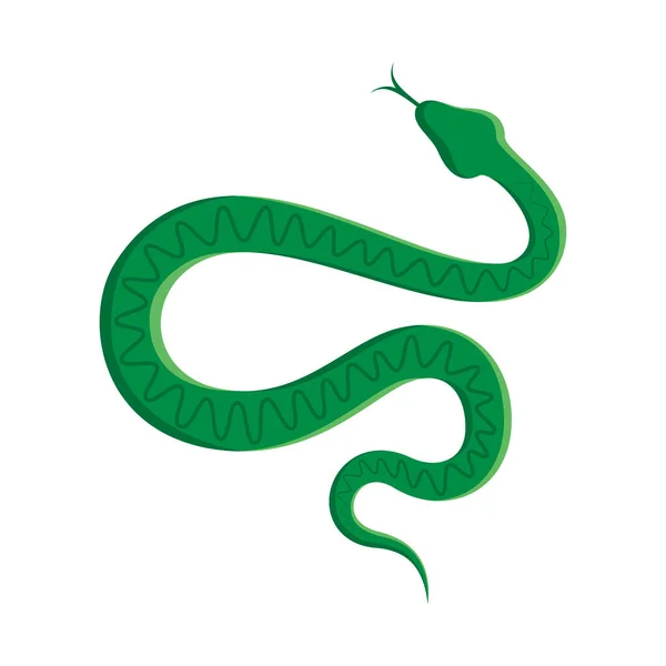 Yeşil Yılan Silueti Ikon Vektörü Beyaz Bir Arka Planda Sürünen — Stok Vektör
