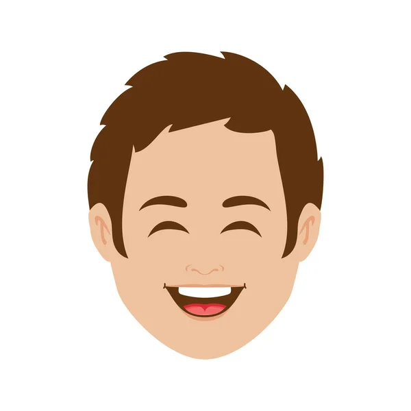 Laughing Young Man Head Icon Vector Funny Boy Face Icon — Stock Vector