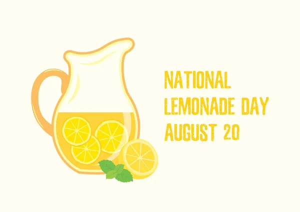 National Lemonade Day Vector Lemonade Pitcher Lemons Mint Icon Jug — Wektor stockowy