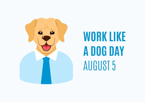 犬の日のベクトルのように動作します ビジネススーツのアイコンベクトルの犬の面白い肖像画 職場の犬のアバターベクトル 8月5日重要日 — ストックベクタ
