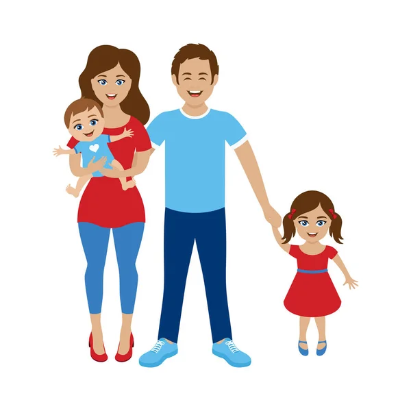 Padres Felices Con Sus Hijos Vector Icono Hermoso Icono Familiar — Vector de stock